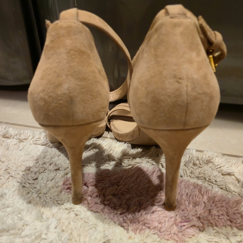 Ralph Lauren Stiletto Heel Ankle Strap Tarah Allie Gwen 9 Suede Classy Wedding - Picture 8 of 16